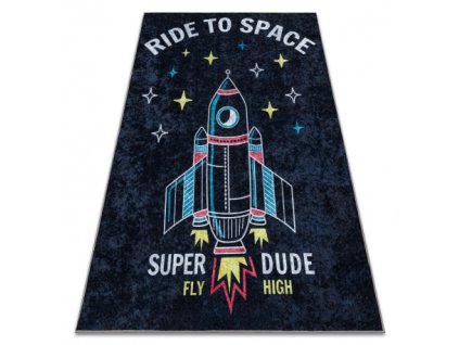 Crni protuklizni dječji tepih Kosmos
