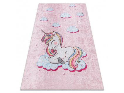 Ružičasti protuklizni dječji tepih Jednorog