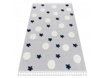 Sivo-bijeli dječji tepih Yoyo s zvjezdicama i krugovima