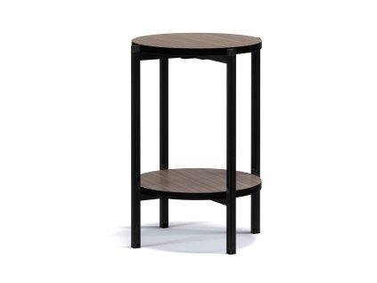 Mali konferencijski stolić s crnim metalnim nogama.