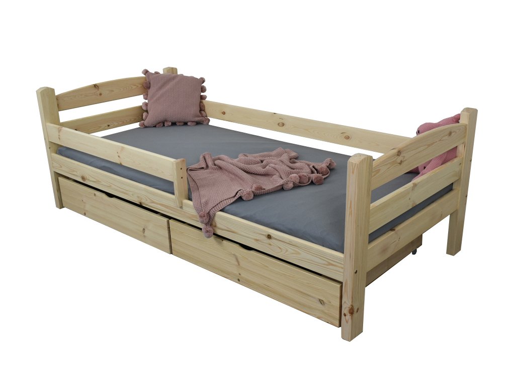 OLGA 5 ágy ágyneműtartóval 90x200 - natúr borovi