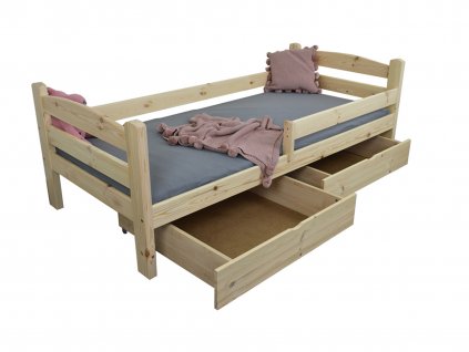 OLGA 5 ágy ágyneműtartóval 90x200 - natúr borovi
