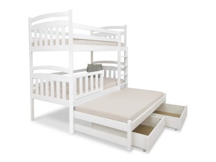 Kétszintes ágy kiegészítő ággyal Petra 1 200x90 - fehér