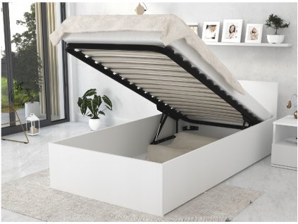 DOLLY egyszemélyes ágy ágyneműtartóval - fehér