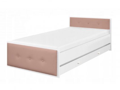 BETTY kárpitozott gyerekágy ágyneműtartóval 90 x 200 – fehér / rózsaszín