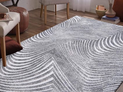Szürke-bézs csíkos minimalista és modern BOPP szőnyeg