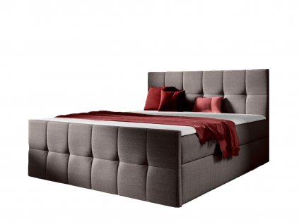 CHARLOTTE boxspring ágy ágyneműtartóval és matraccal - barna