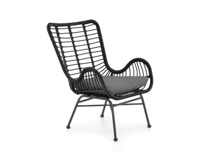 IKARO kerti rattan fotel - fekete