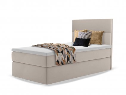 MINI 1 kárpitozott egyszemélyes boxspring ágy 90x200 - bézs