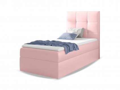 MINI 2 kárpitozott egyszemélyes boxspring ágy 90x200 - rózsaszín