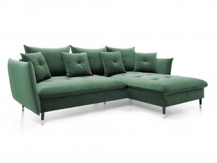 GLAM L alakú kanapé - zöld