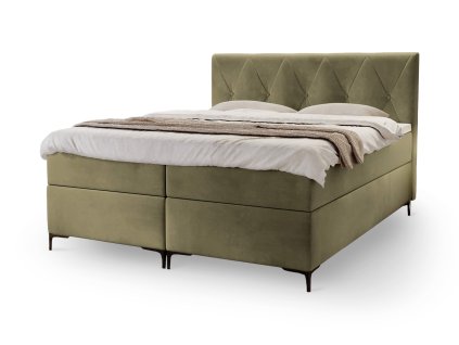 DEANAS olivazöld kárpitozott boxspring ágy