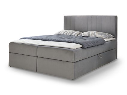 KAYLA kárpitozott boxspring franciaágy - szürke