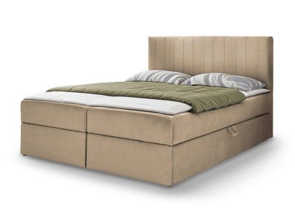 KAYLA kárpitozott boxspring franciaágy - bézs