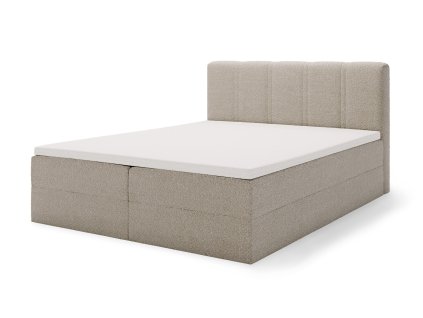 SILCO kárpitozott bézs boxspring ágy ágyneműtartóval