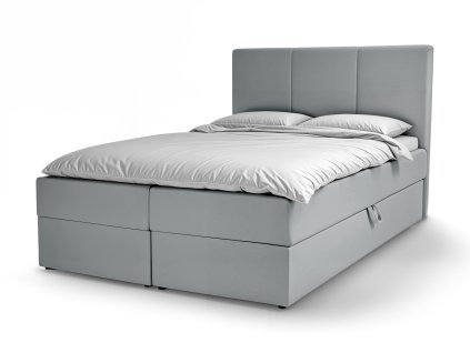 ALURIA szürke kárpitozott boxspring ágy tárolós paddal