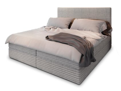 SAMANA szürke ágyneműtartós boxspring ágy 140x200