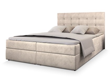 GLOS krémszínű ágyneműtartós boxspring ágy 180x200