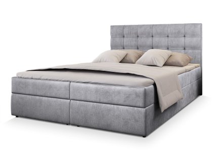 GLOS szürke ágyneműtartós boxspring ágy 160x200