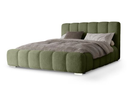 Olivazöld kárpitozott ágy Velo