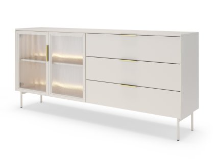 LIMU kasmír-arany fiókos komód vitrinnel