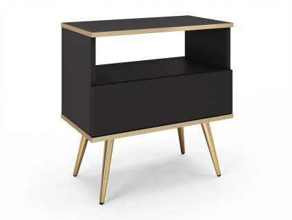 ORIQUE fekete fiókos éjjeliszekrény