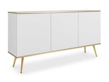 ORIQUE fehér széles komód arany színű élekkel