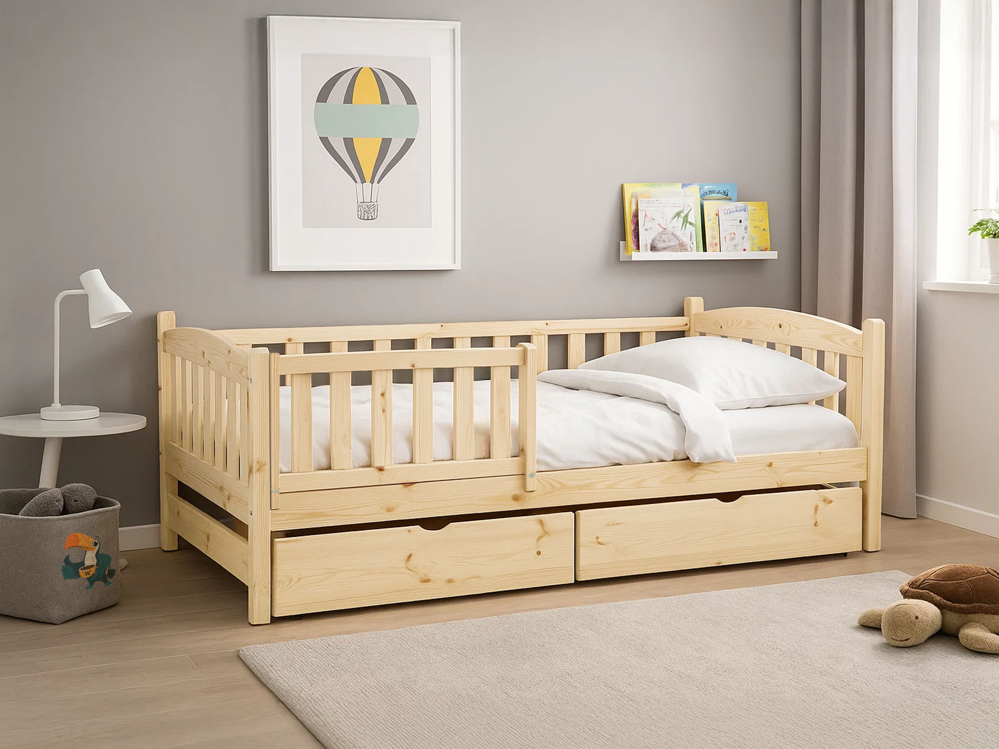 Wilsondo OLGA 2 ágy ágyneműtartóval- natúr Méret: 180x80