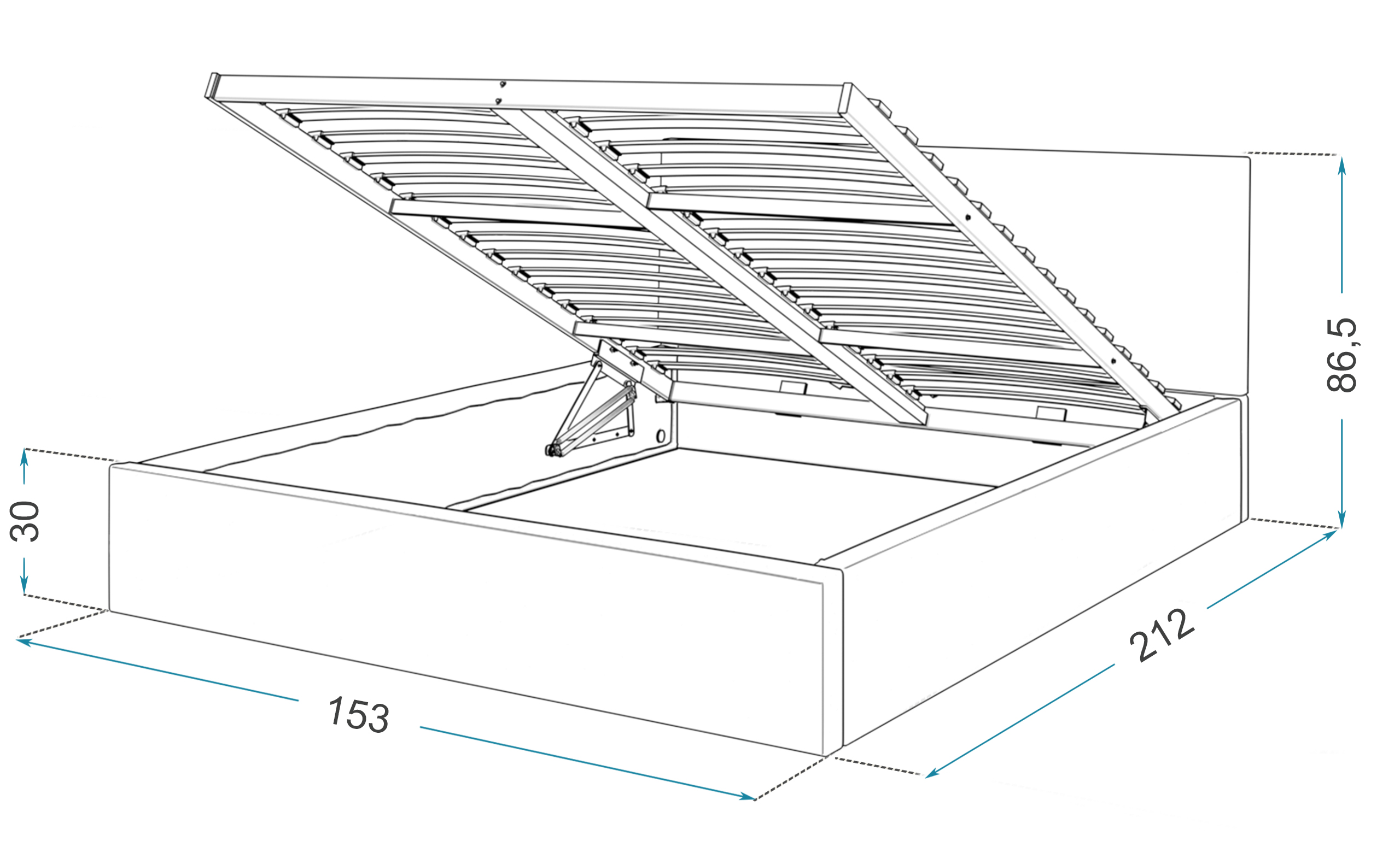 GM Ingrit kárpitozott franciaágy ágyneműtartóval - krémszín Méret: 180x200