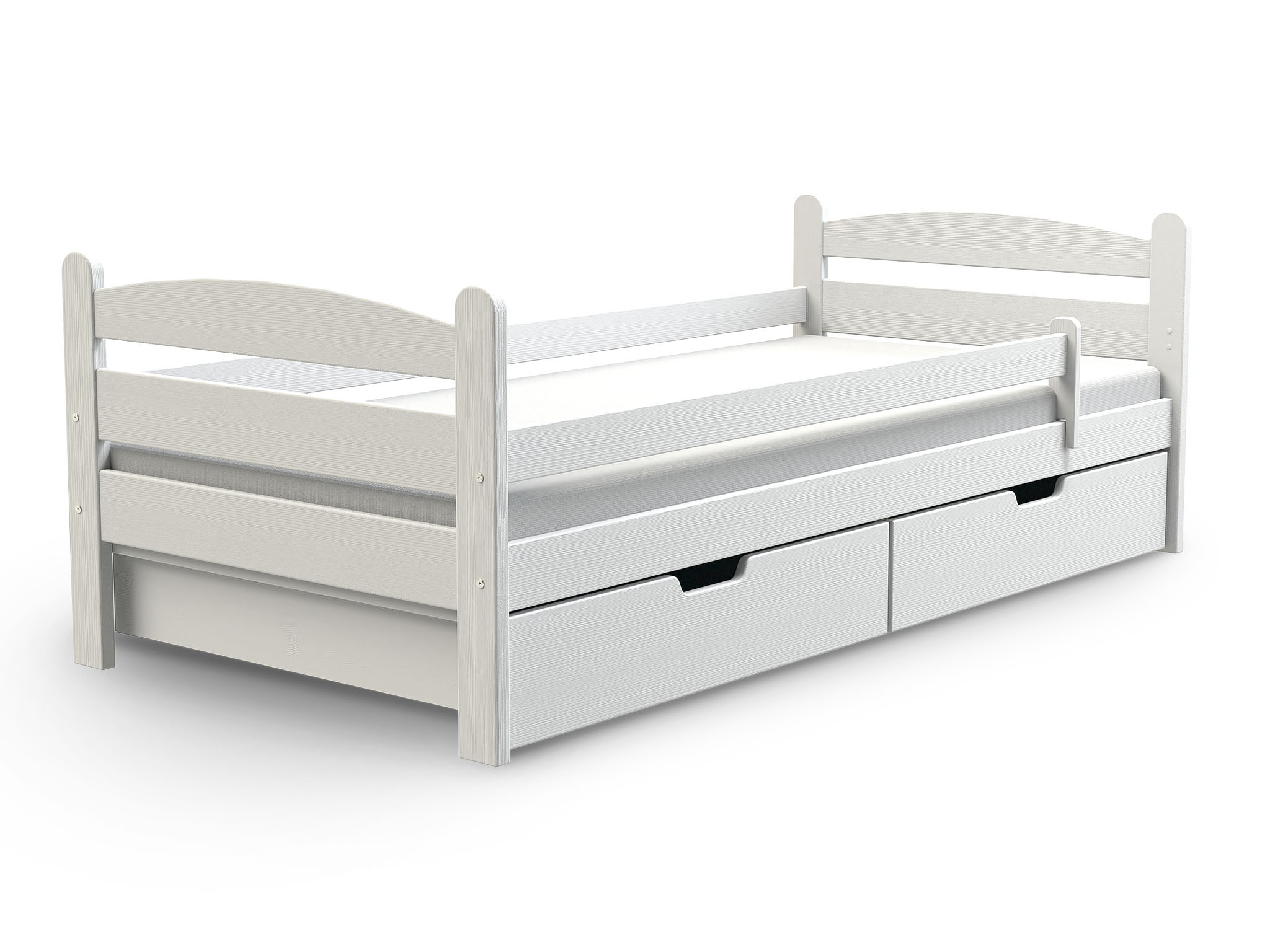 Wilsondo MAURITIUS tömör fa gyerekágy leesésgátlóval 90x200 - fehér