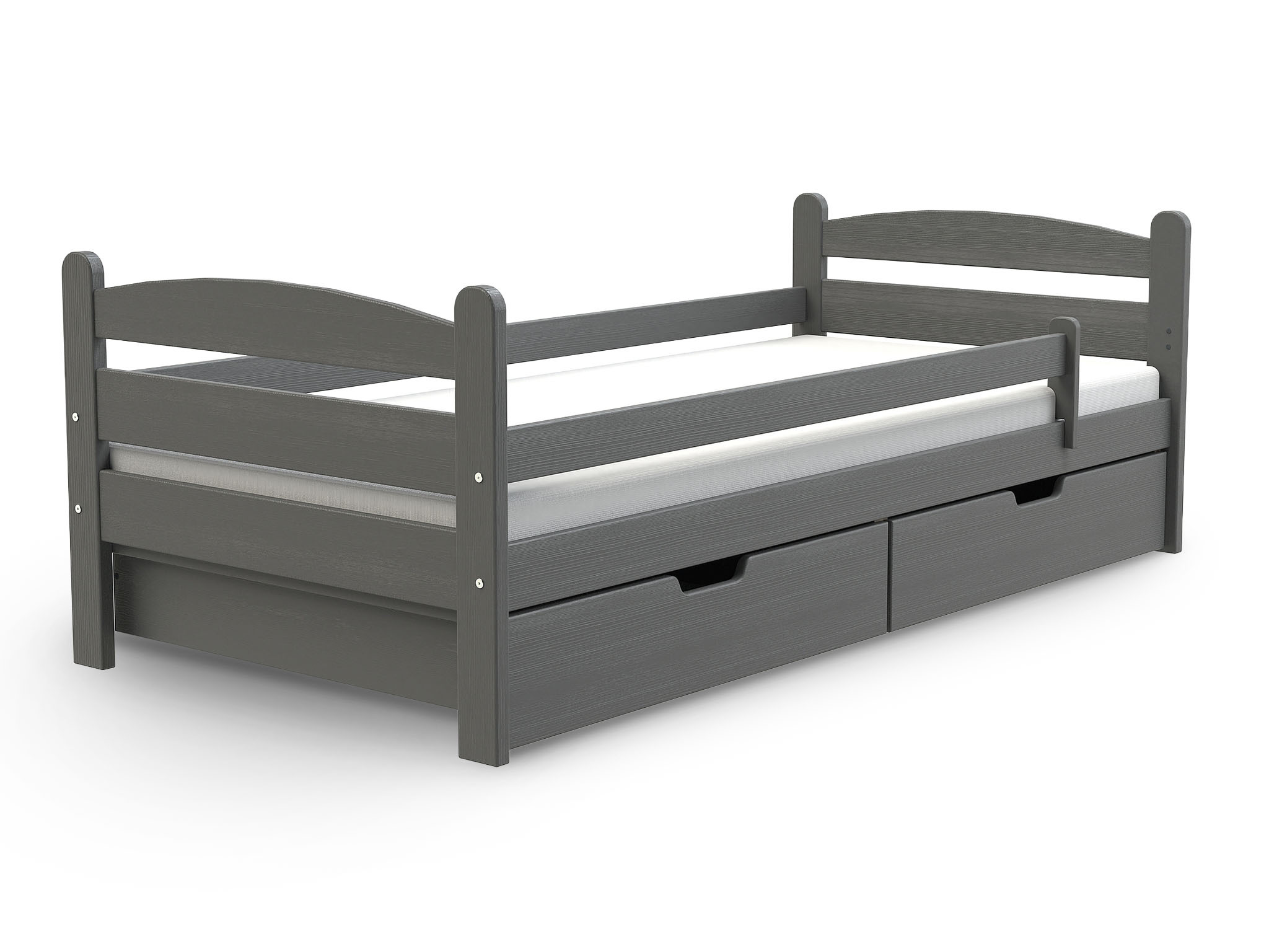 Wilsondo MAURITIUS tömör fa gyerekágy leesésgátlóval 90x200 - szürke