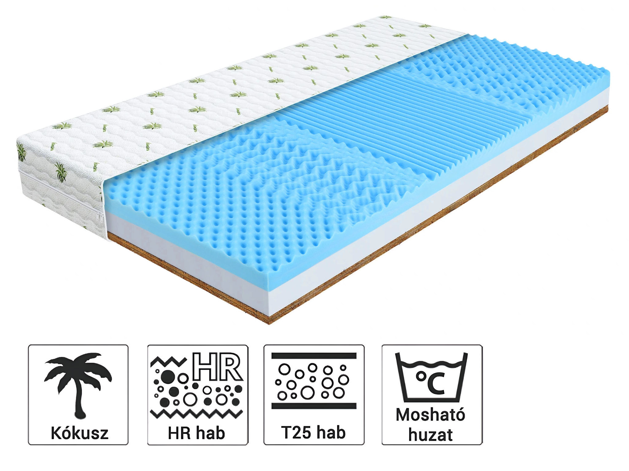 Jaamatrac SONTO habszivacs gyerekmatrac kókusszal 90x180