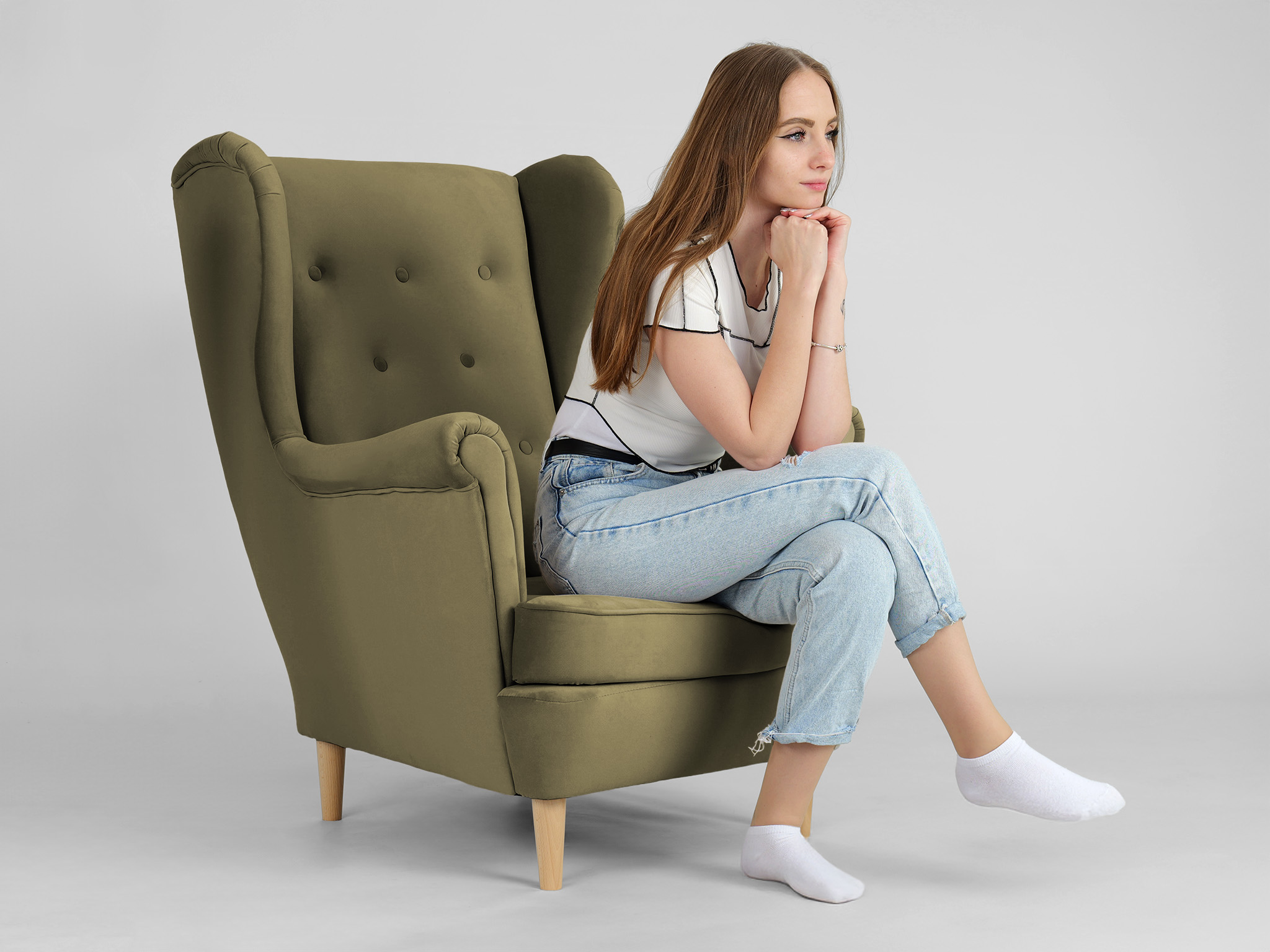 Wilsondo DEANA füles fotel - olivazöld