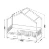 WIKTOR tömör fa házikó ágy 90x200 - fehér