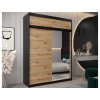 ALYXIA II gardróbszekrény tükörrel 180/200 - fekete/artisan tölgy