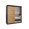 ALYXIA II gardróbszekrény tükörrel 180/200 - fekete/artisan tölgy