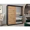 ALYXIA II gardróbszekrény tükörrel 180/200 - fekete/artisan tölgy