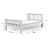 LAURA tömör fa egyszemélyes ágy 120x200 ágyráccsal - fehér
