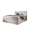 CHARLOTTE kárpitozott boxspring ágy ágyneműtartóval és matraccal - krémszín