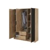 NELLY 3D tükrös ruhásszekrény - artisan tölgy / fekete
