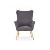 COTTO sötétszürke füles fotel - tömörfa lábakkal