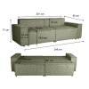 ELLA ágyazható olivazöld kanapéágy méretei