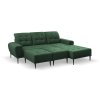 RAPALLO L alakú zöld kanapé állítható fejtámlával