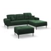 RAPALLO L alakú zöld kanapé állítható fejtámlával