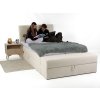 ALURIA krémszínű kárpitozott kontinentális ágy ágyneműtartóval