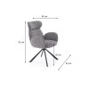 K571 szürke forgófotel fekete lábakkal