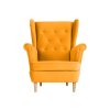 DEANA narancssárga kárpitozott füles fotel tömör fa lábakkal