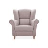 LOFT rózsaszín kárpitozott füles fotel fából készült lábakkal