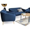 DEANA 3+2+1 kék kárpitozott kanapé szett tömör fa lábakkal