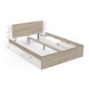 TEYA fehér/tölgy ágyneműtartós franciaágy 160x200